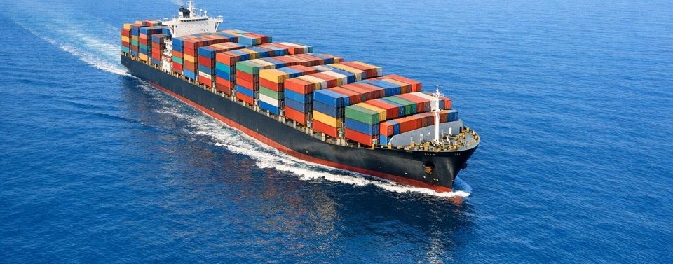 Container ship at sea